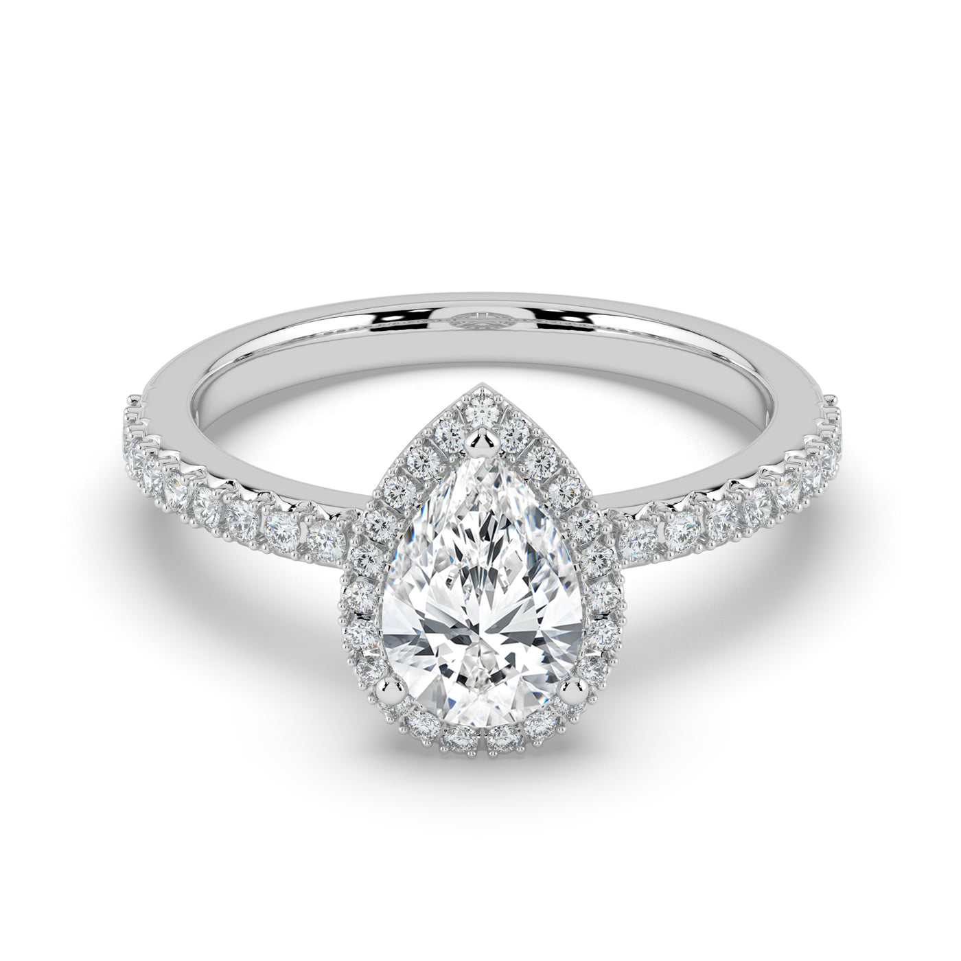 Pear Diamond and Halo Ring