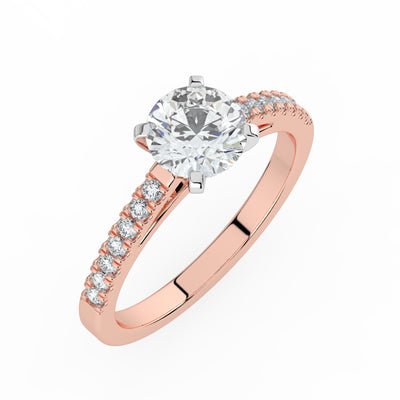 Round Brilliant and Shoulder Set Ring