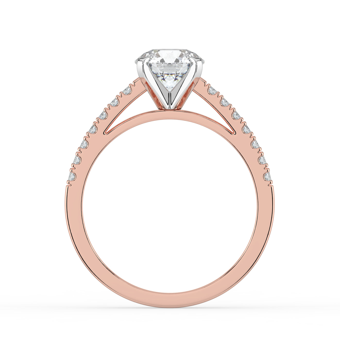 Round Brilliant and Shoulder Set Ring