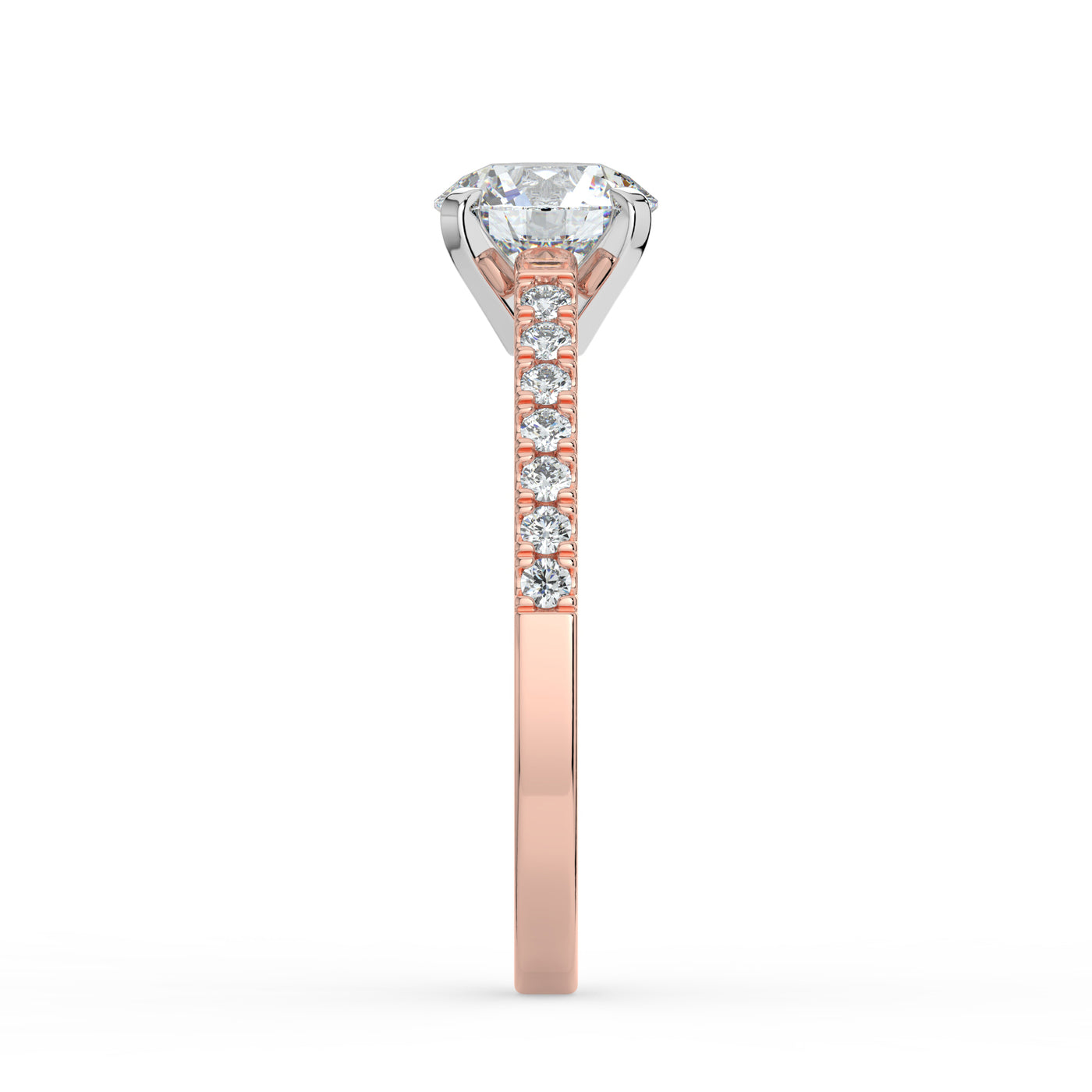 Round Brilliant and Shoulder Set Ring