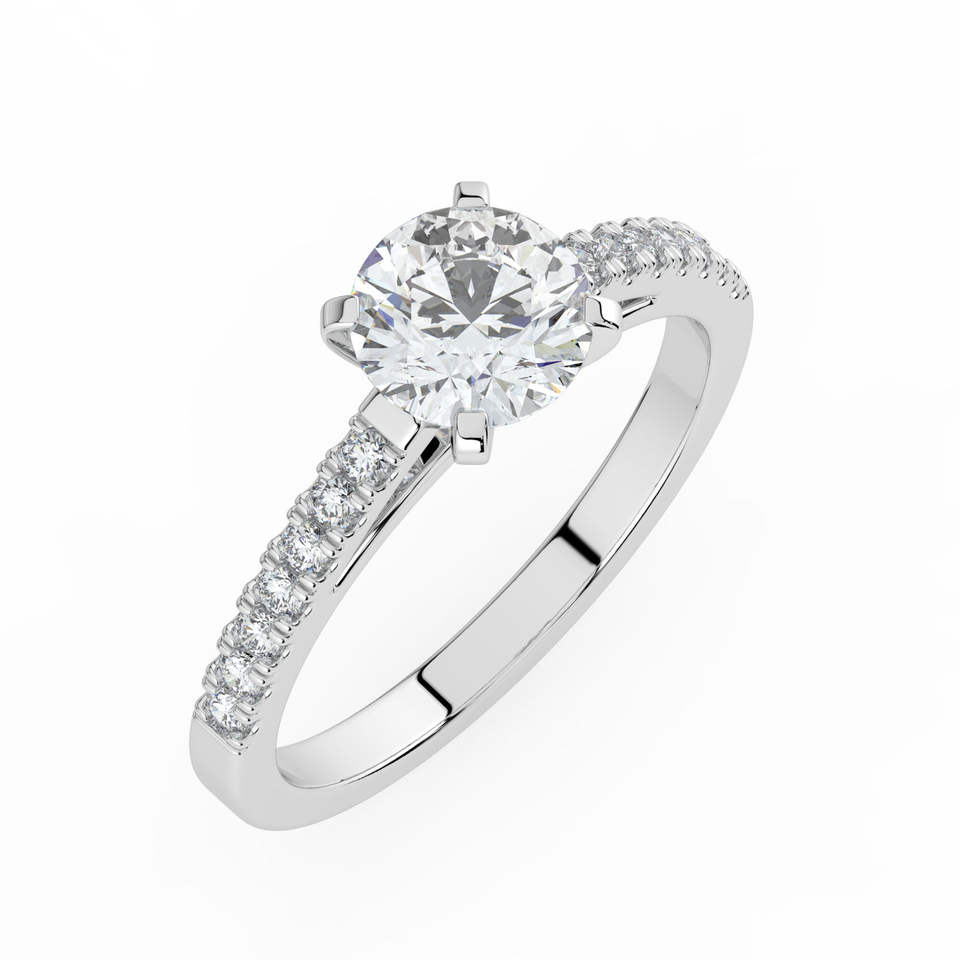 Round Brilliant and Shoulder Set Ring