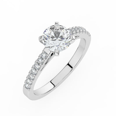 Round Brilliant and Shoulder Set Ring