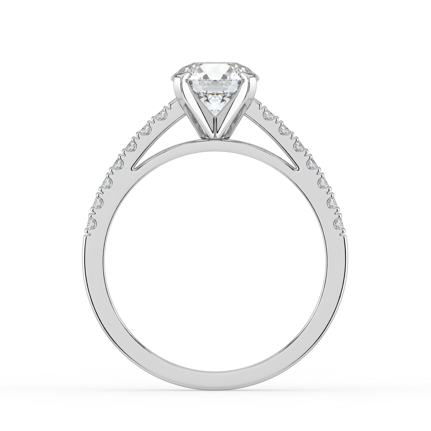 Round Brilliant and Shoulder Set Ring