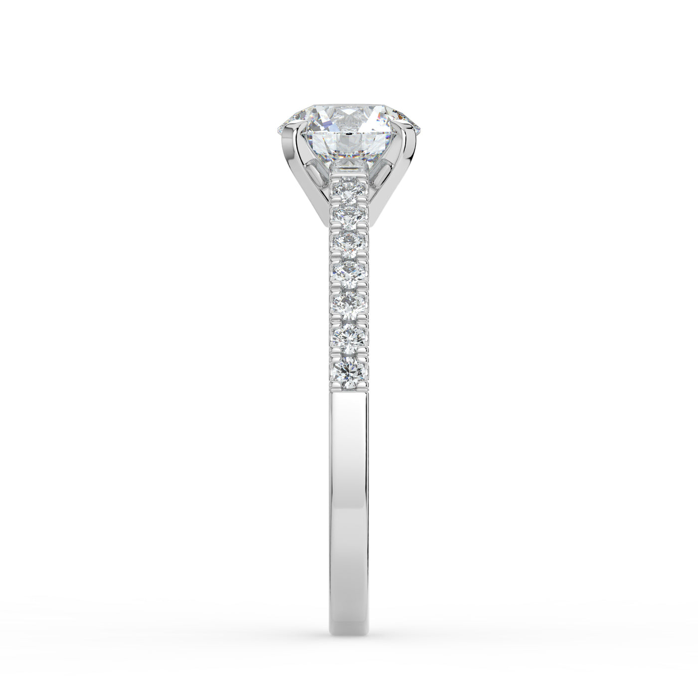 Round Brilliant and Shoulder Set Ring