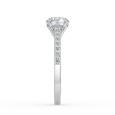 Round Brilliant and Shoulder Set Ring