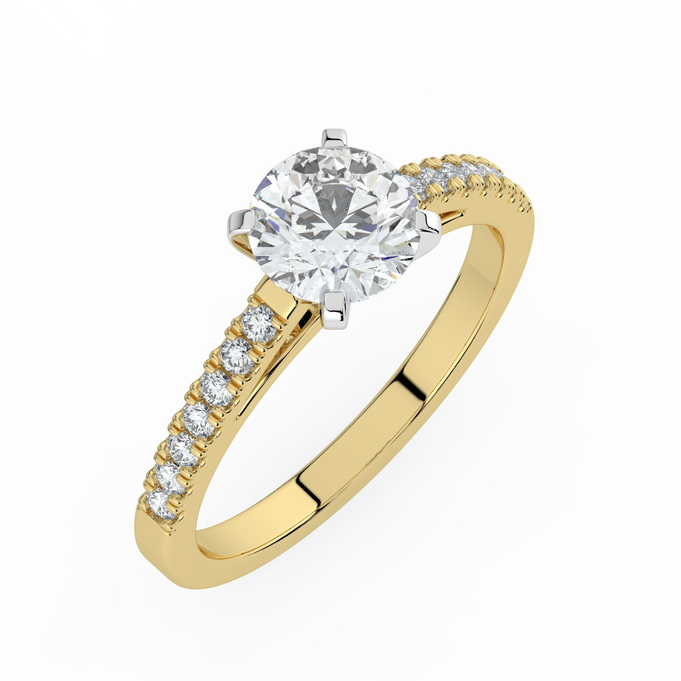 Round Brilliant and Shoulder Set Ring