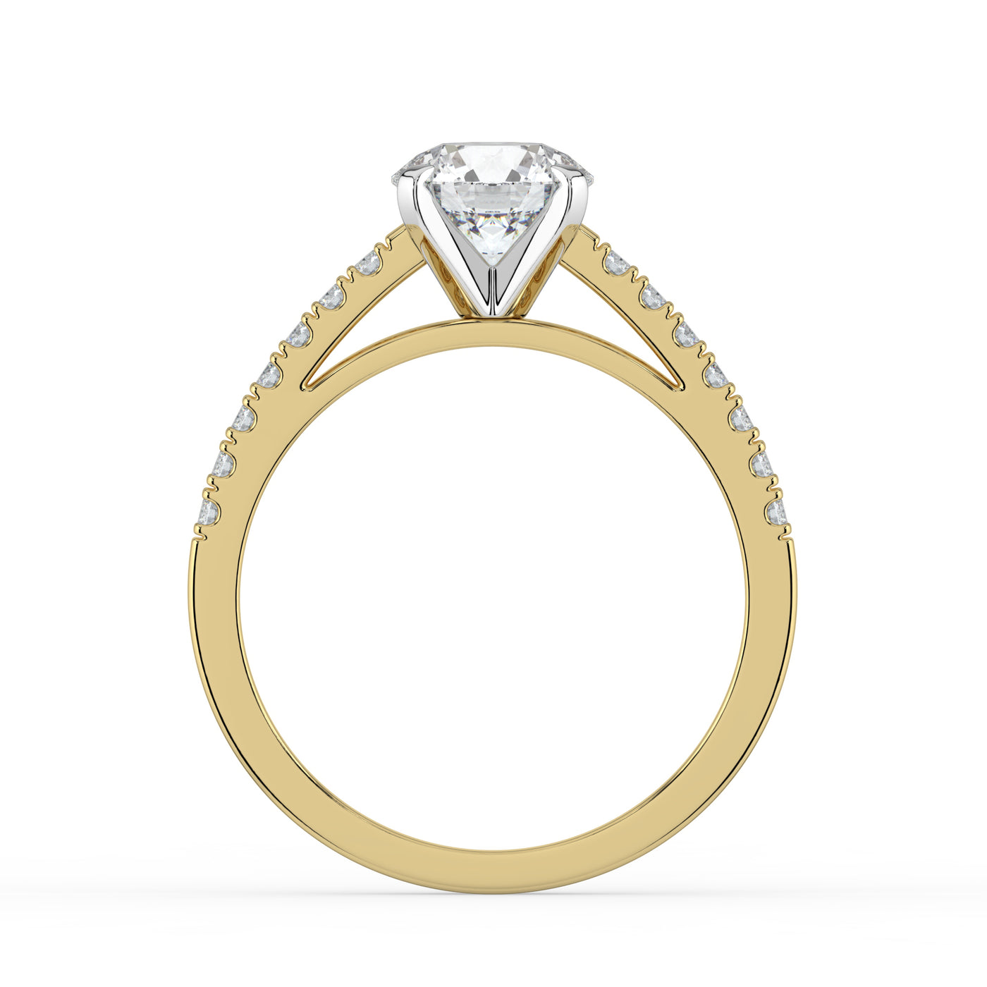 Round Brilliant and Shoulder Set Ring