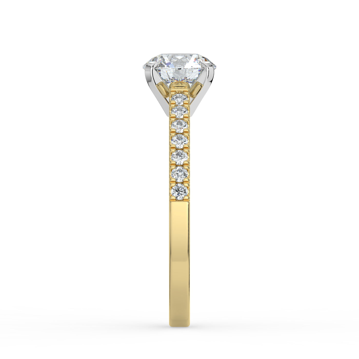 Round Brilliant and Shoulder Set Ring