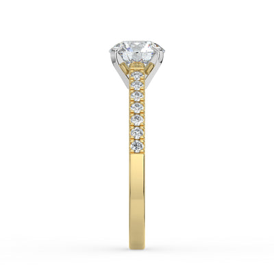 Round Brilliant and Shoulder Set Ring