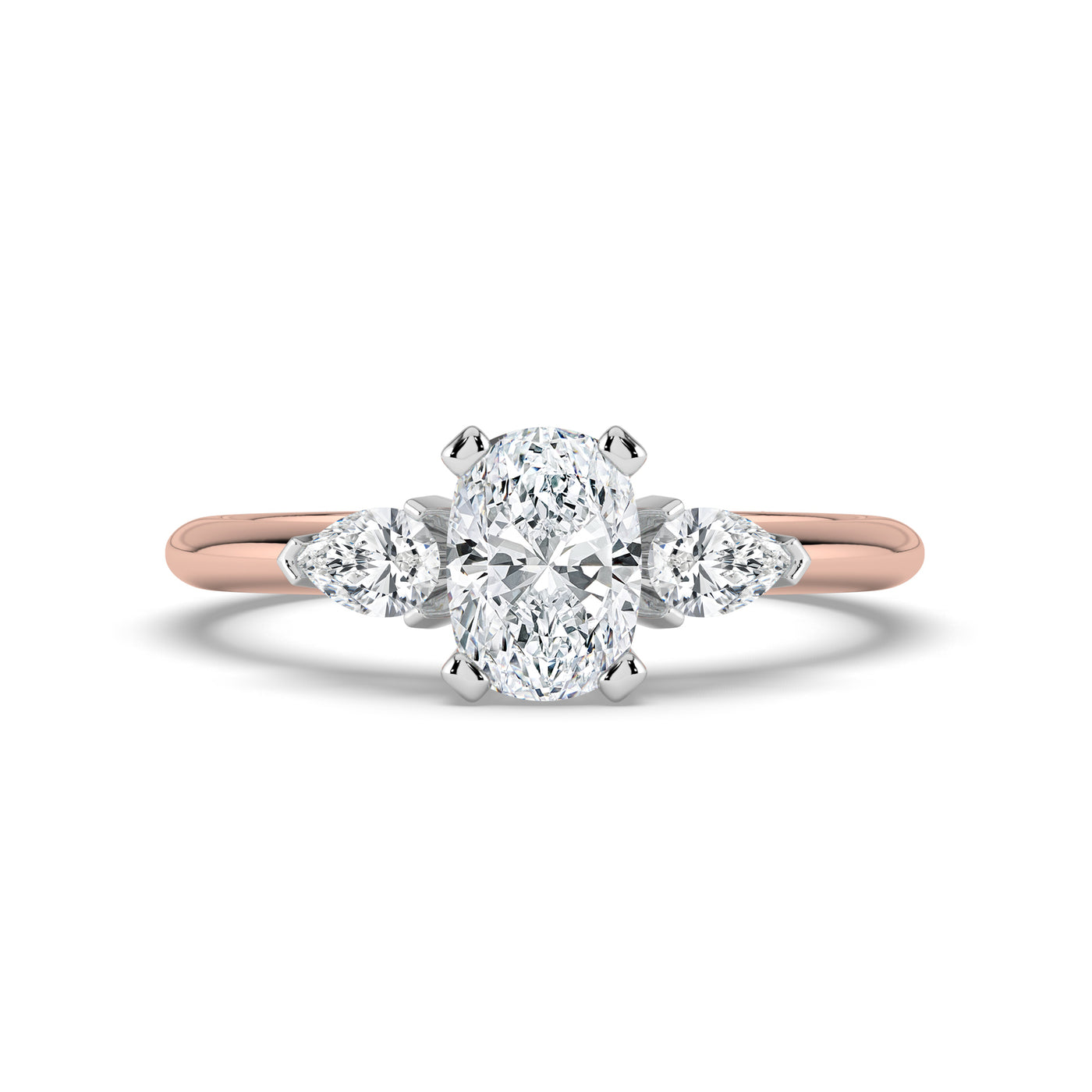Oval Diamond and Pear Shoulders Ring