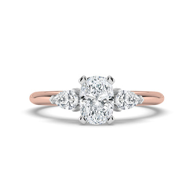 Oval Diamond and Pear Shoulders Ring