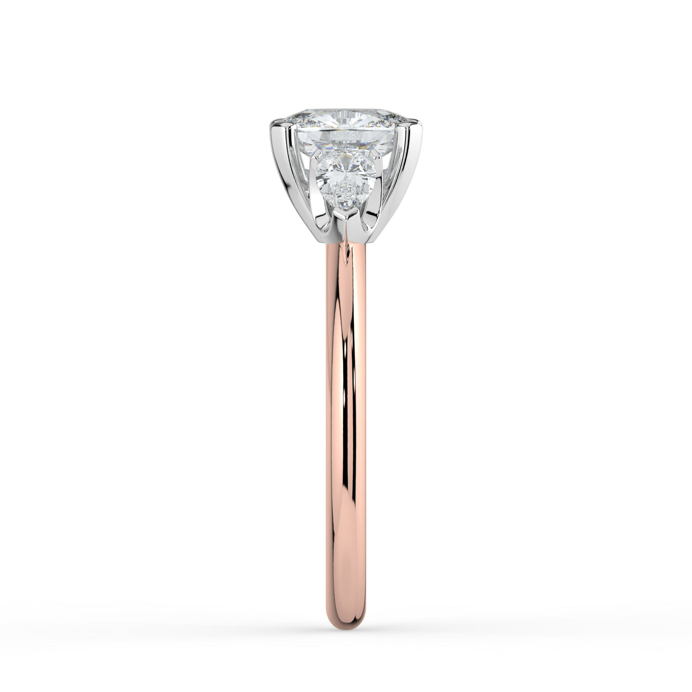 Oval Diamond and Pear Shoulders Ring