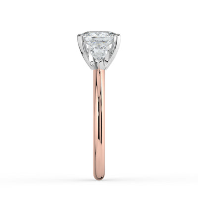 Oval Diamond and Pear Shoulders Ring