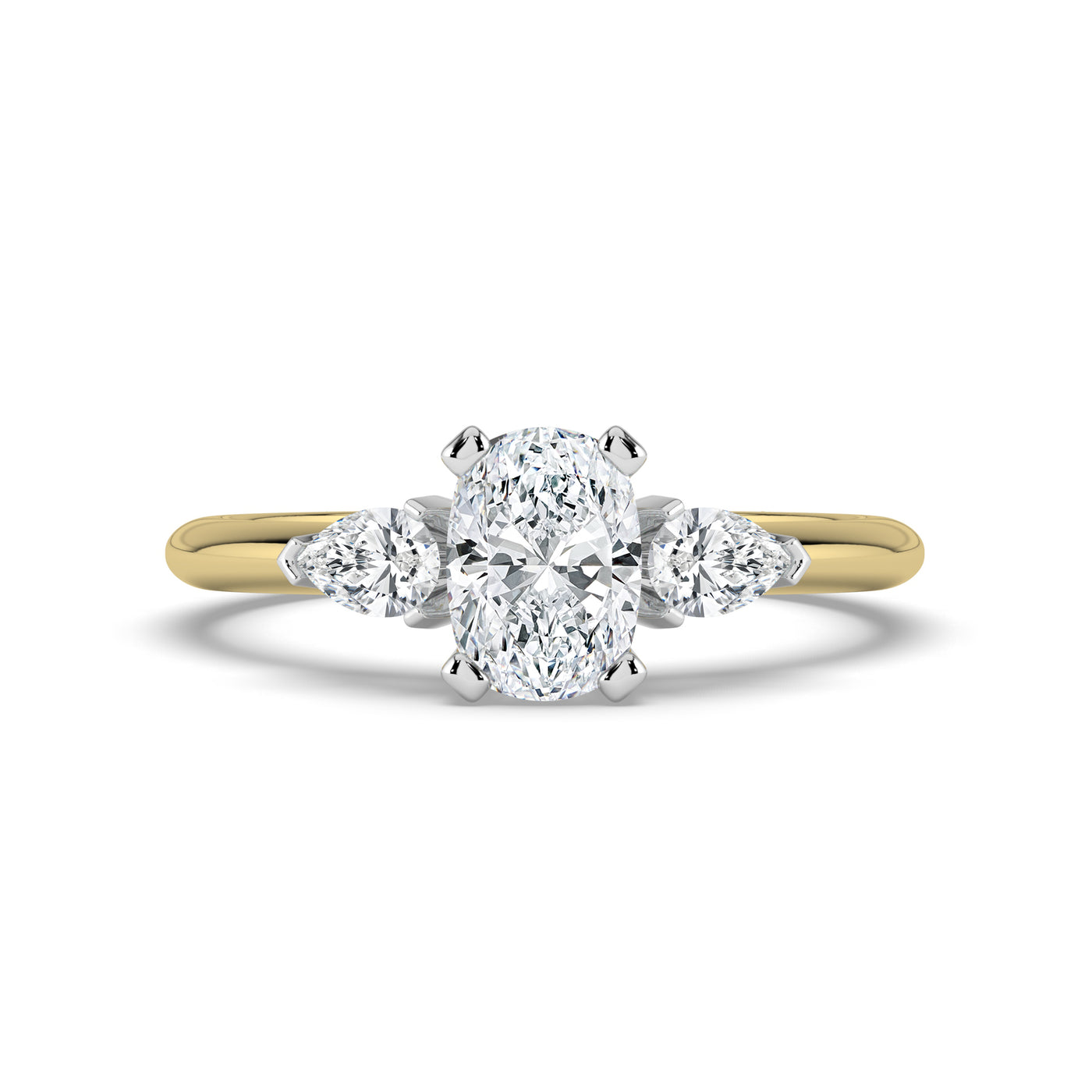 Oval Diamond and Pear Shoulders Ring