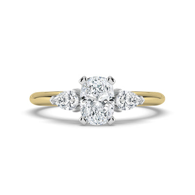 Oval Diamond and Pear Shoulders Ring
