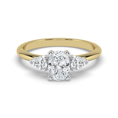Oval Diamond and Pear Shoulders Ring