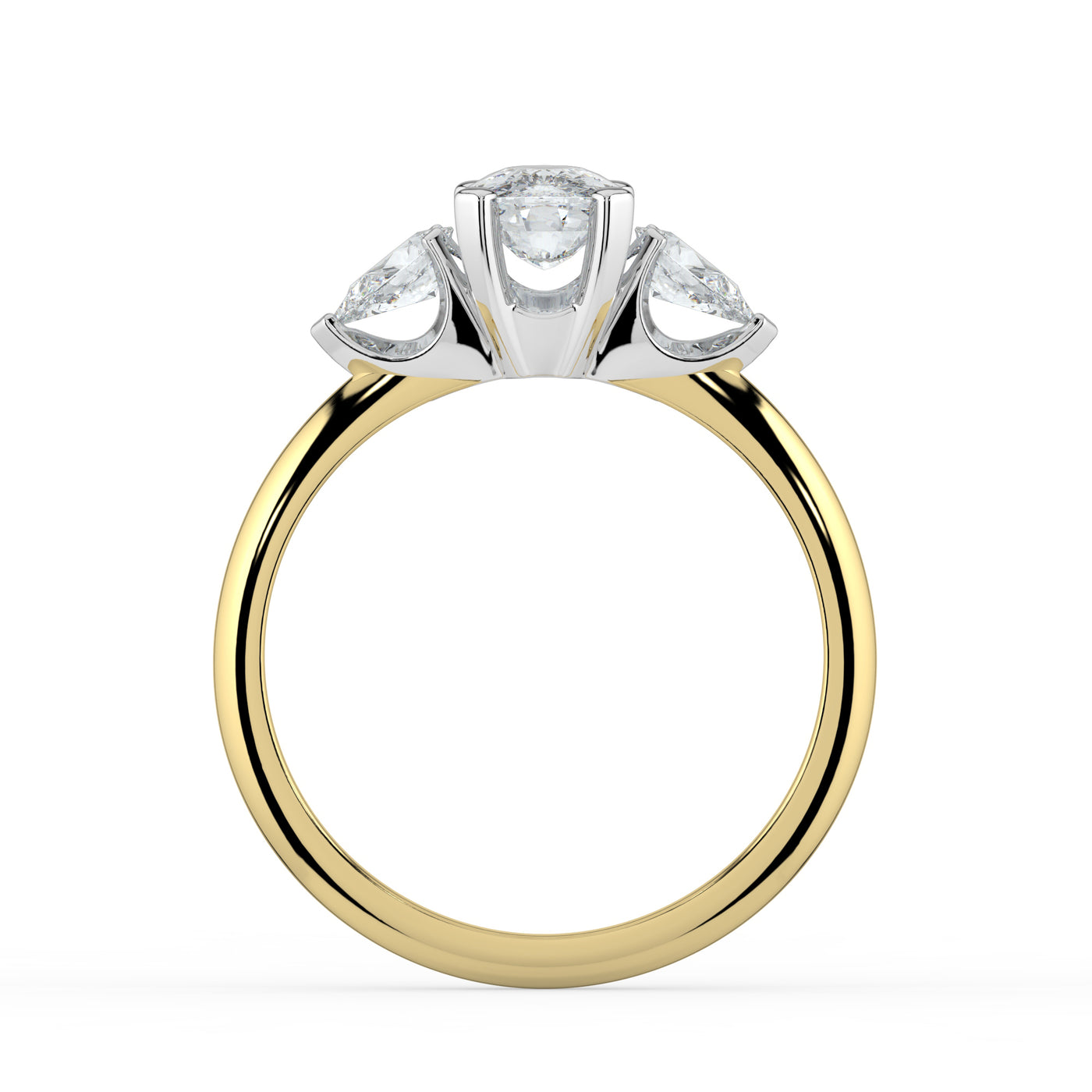 Oval Diamond and Pear Shoulders Ring