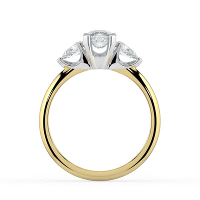 Oval Diamond and Pear Shoulders Ring