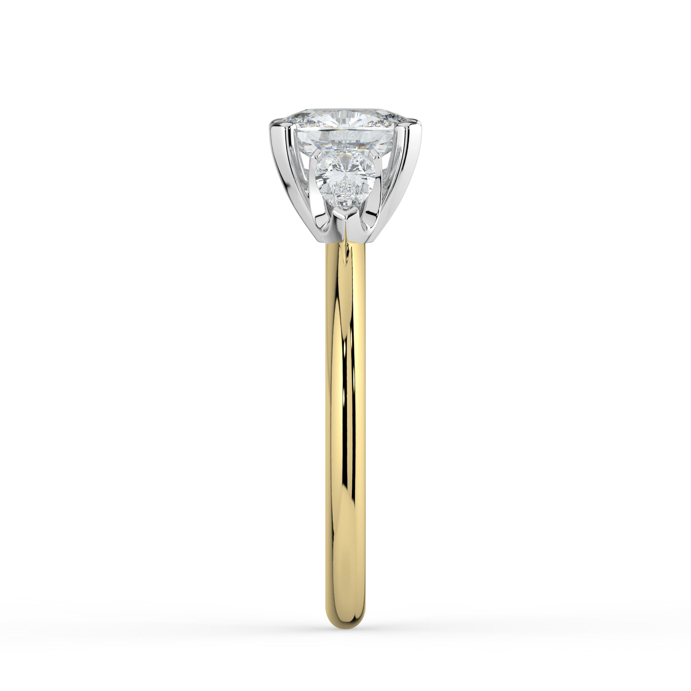 Oval Diamond and Pear Shoulders Ring