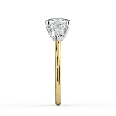 Oval Diamond and Pear Shoulders Ring