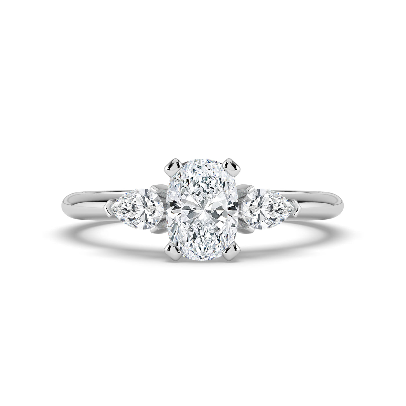 Oval Diamond and Pear Shoulders Ring