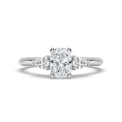 Oval Diamond and Pear Shoulders Ring