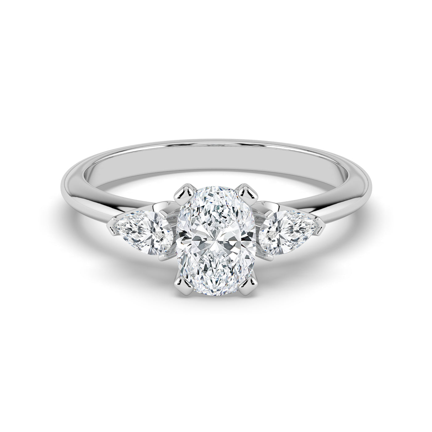 Oval Diamond and Pear Shoulders Ring