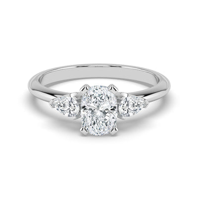 Oval Diamond and Pear Shoulders Ring