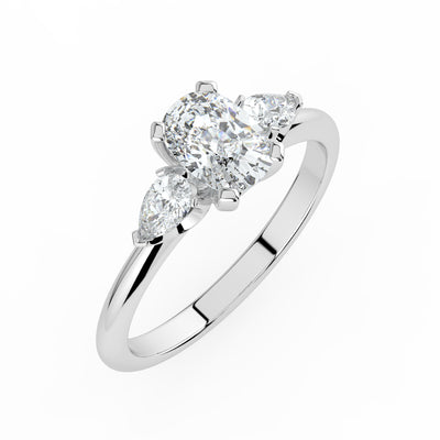 Oval Diamond and Pear Shoulders Ring