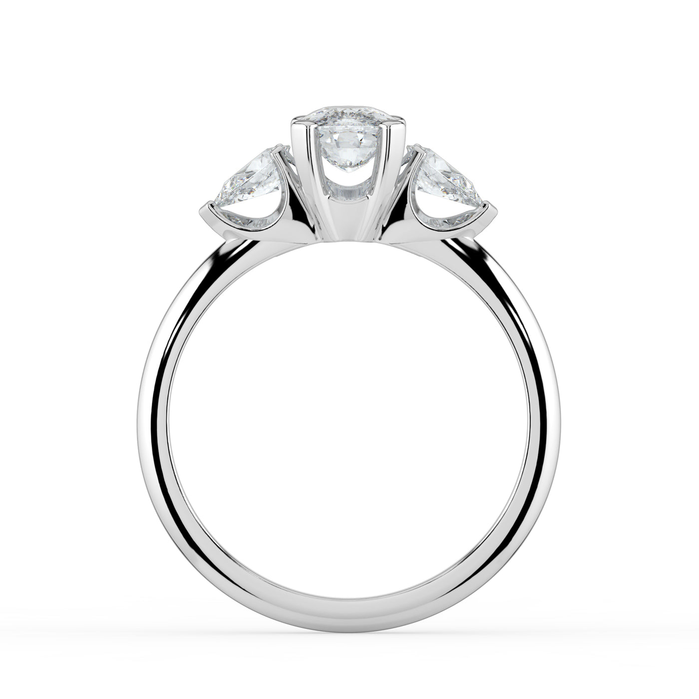 Oval Diamond and Pear Shoulders Ring