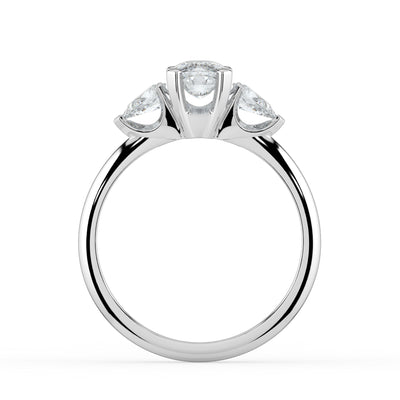 Oval Diamond and Pear Shoulders Ring