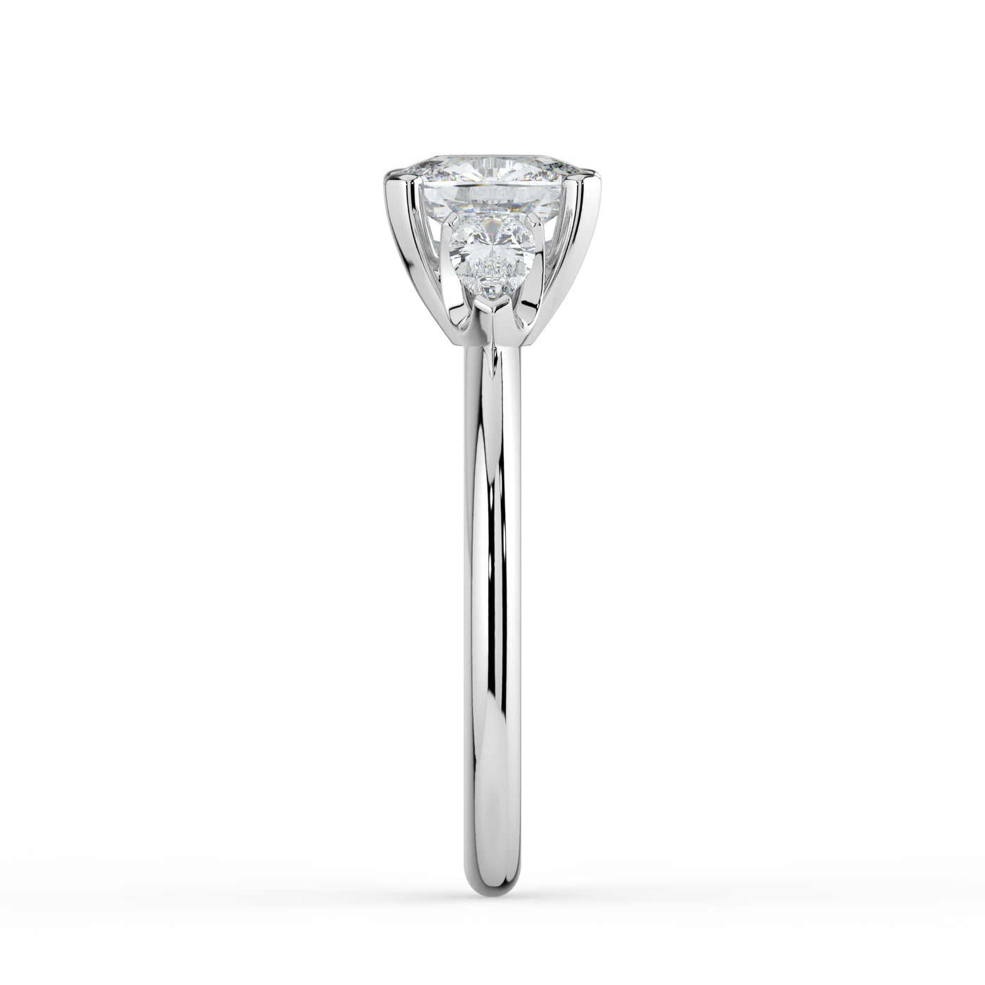 Oval Diamond and Pear Shoulders Ring