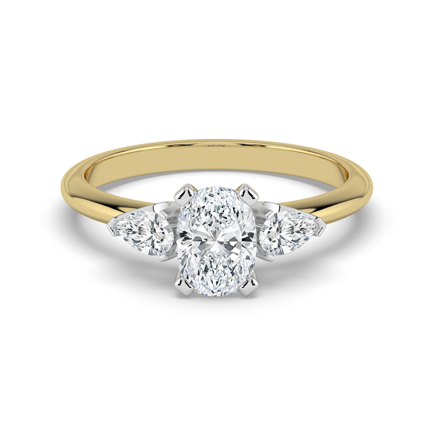 Oval Diamond and Pear Shoulders Ring