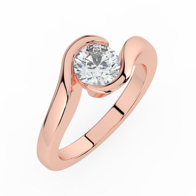 Round Upswept Solitaire Ring