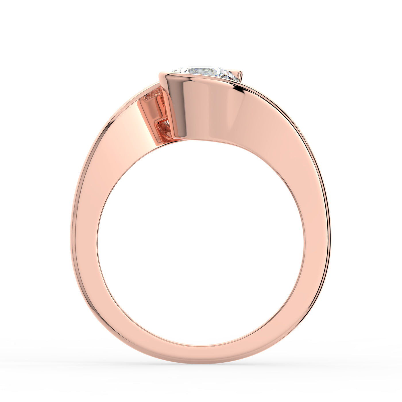 Round Upswept Solitaire Ring