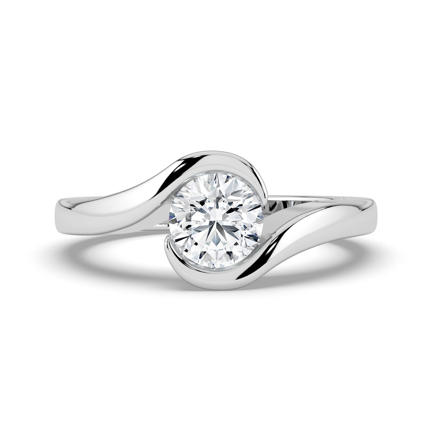 Round Upswept Solitaire Ring