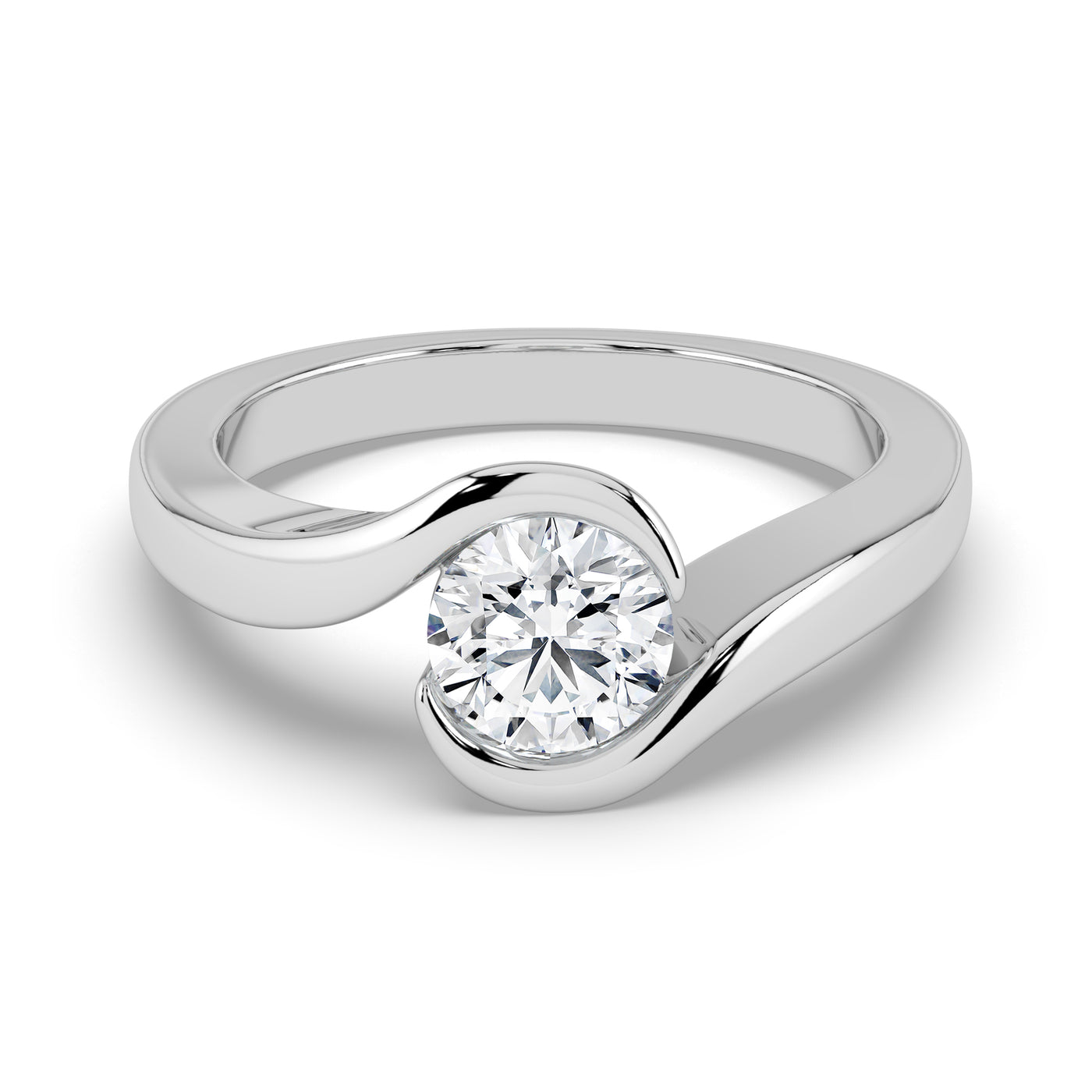 Round Upswept Solitaire Ring