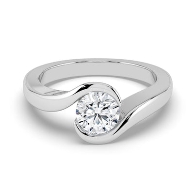 Round Upswept Solitaire Ring