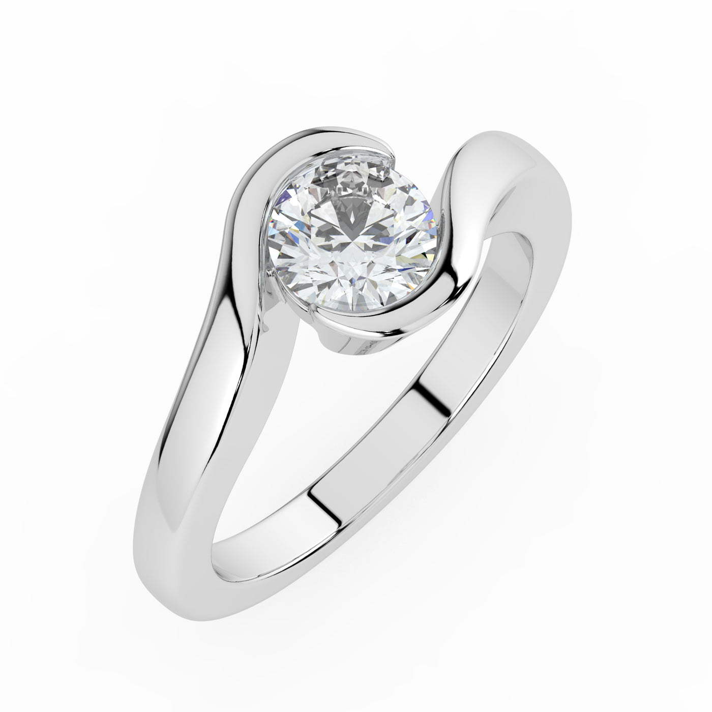Round Upswept Solitaire Ring