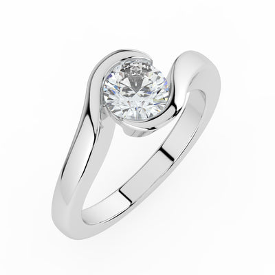 Round Upswept Solitaire Ring