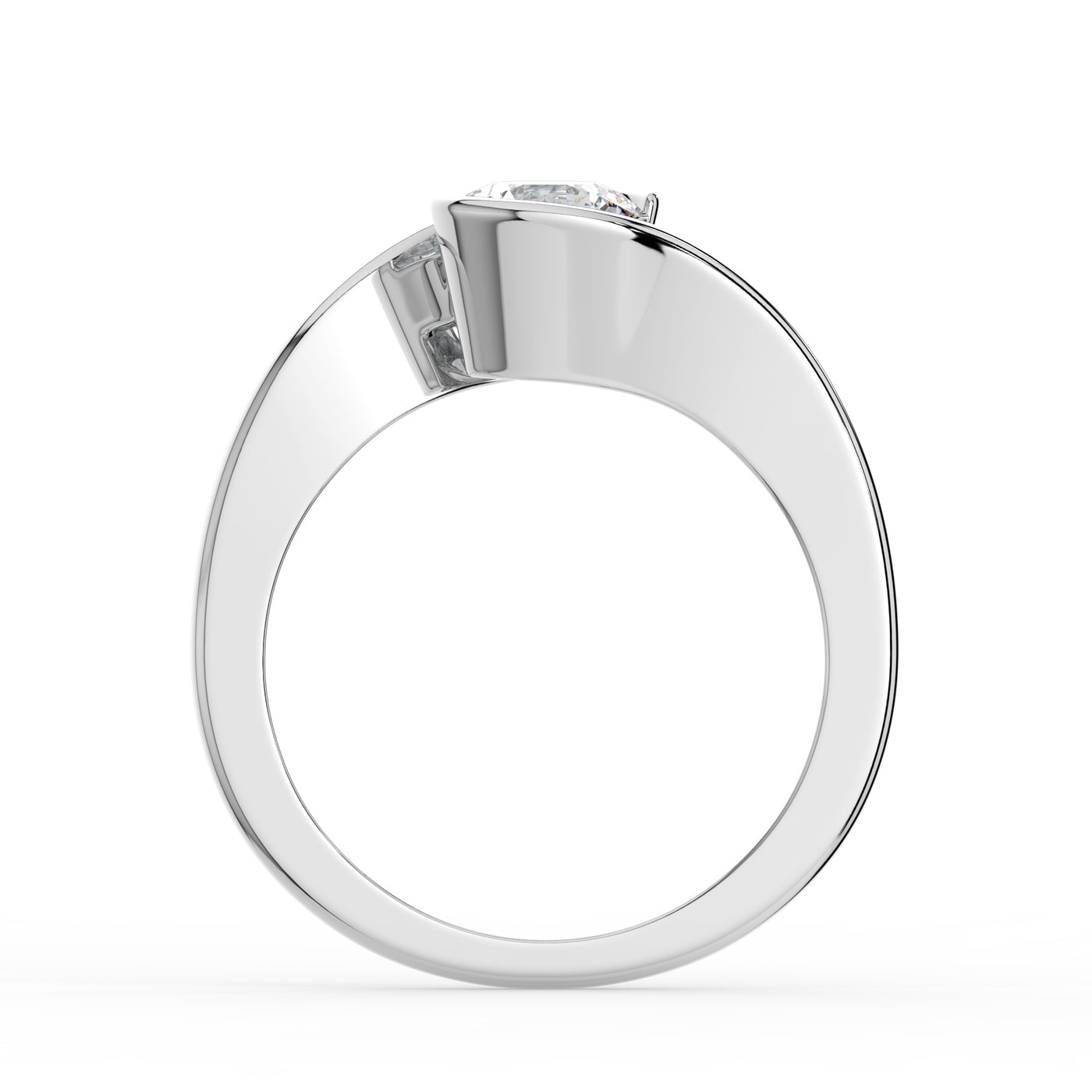 Round Upswept Solitaire Ring