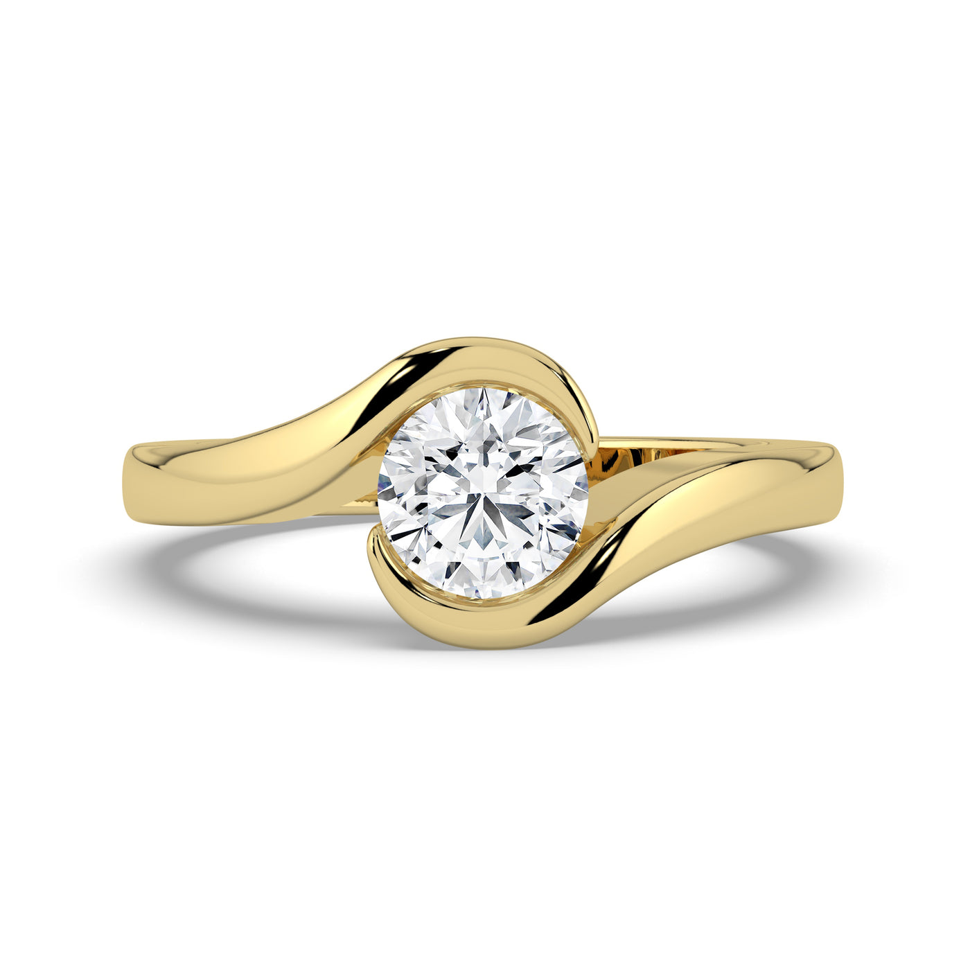 Round Upswept Solitaire Ring