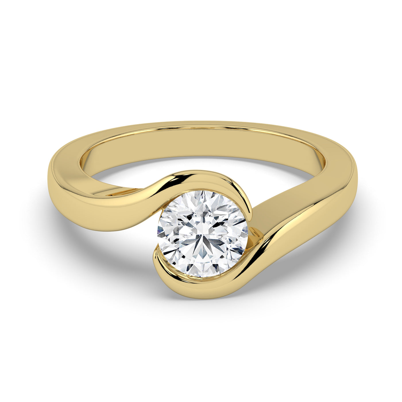 Round Upswept Solitaire Ring