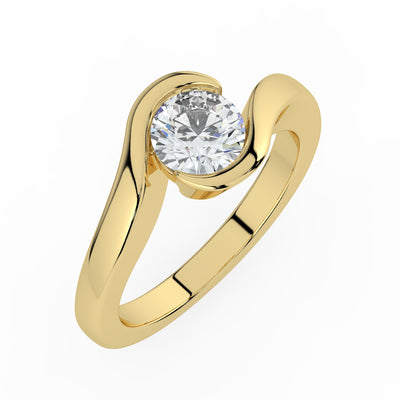Round Upswept Solitaire Ring