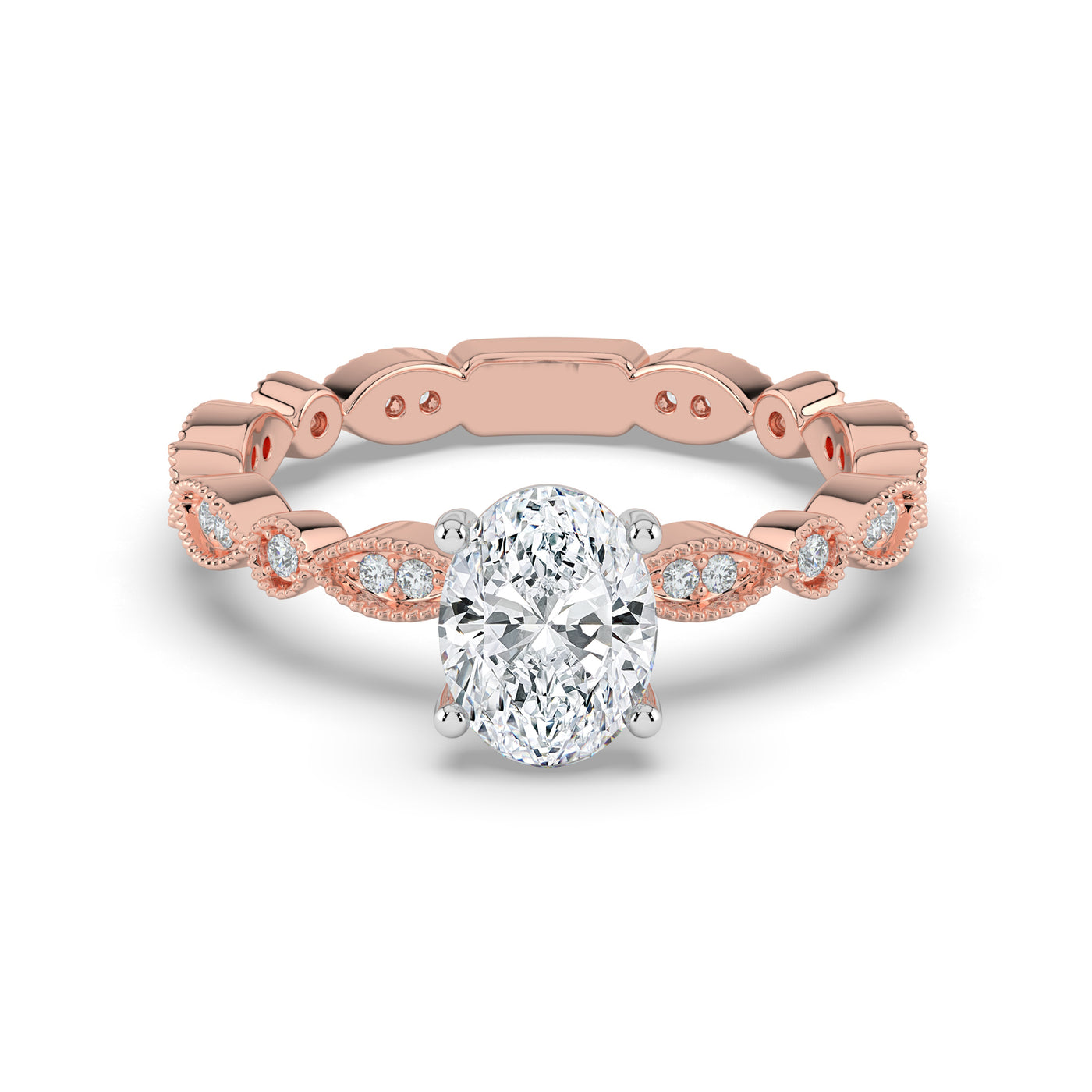 Oval and Patterned Shoulder Ring