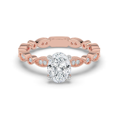 Oval and Patterned Shoulder Ring