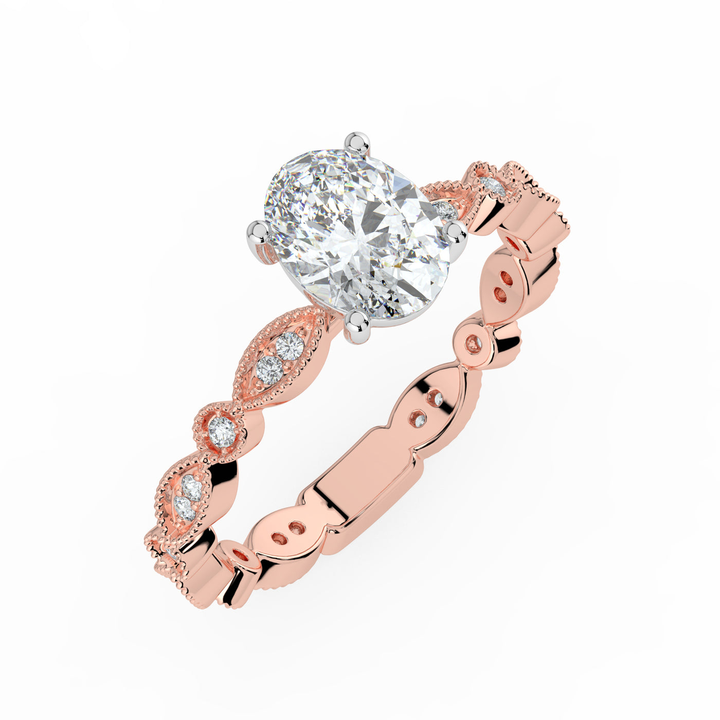 Oval and Patterned Shoulder Ring