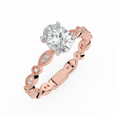 Oval and Patterned Shoulder Ring