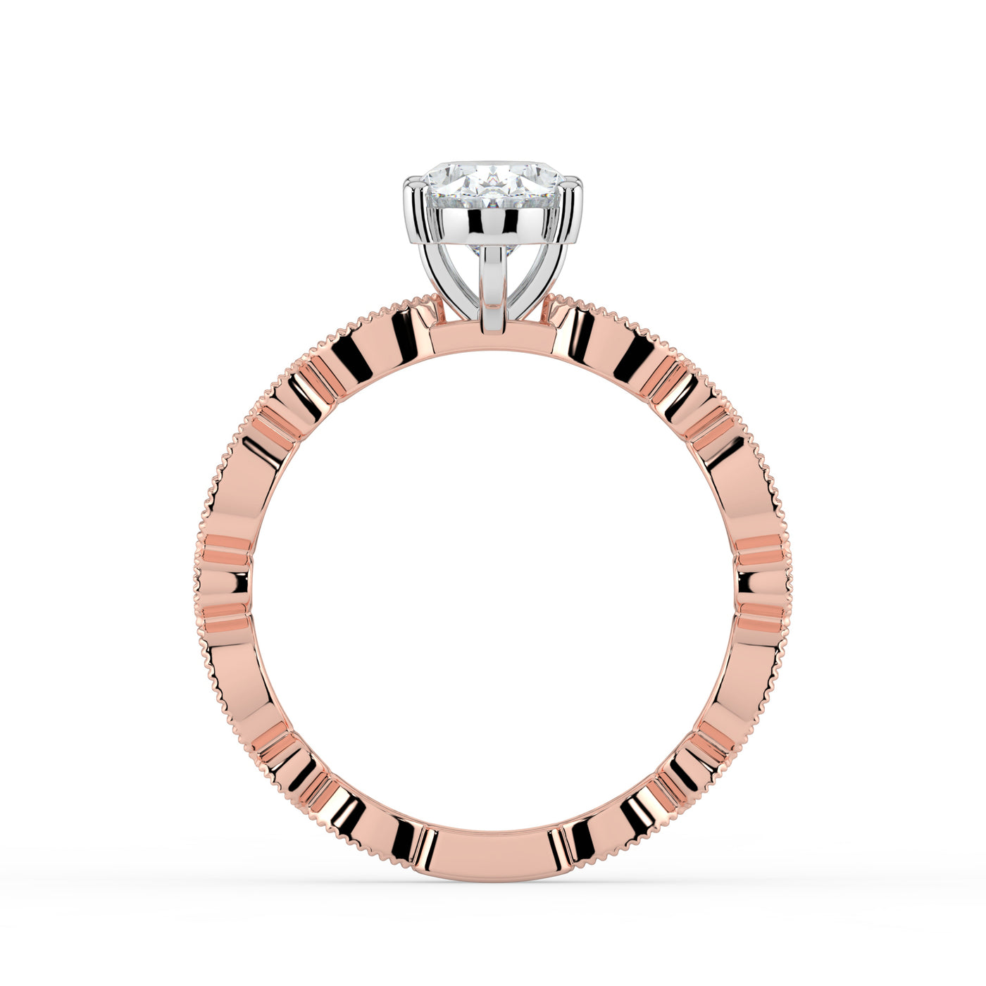 Oval and Patterned Shoulder Ring