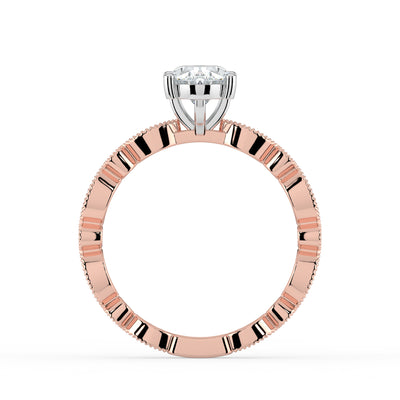 Oval and Patterned Shoulder Ring